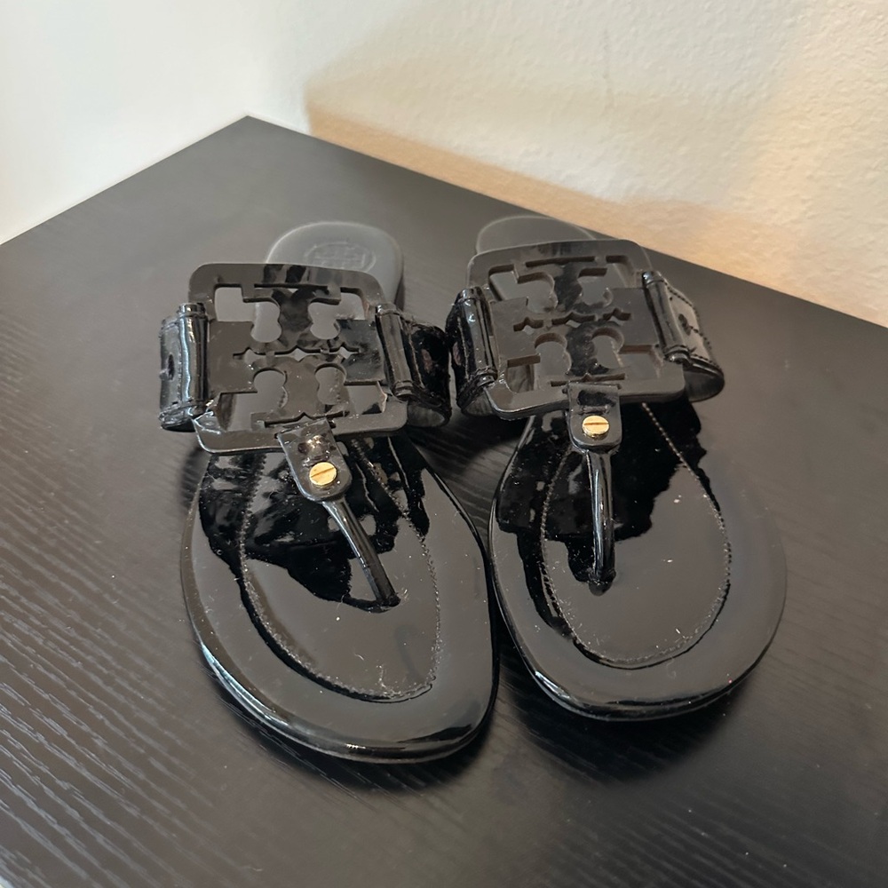 Tory Burch Black Patent Leather Sandals